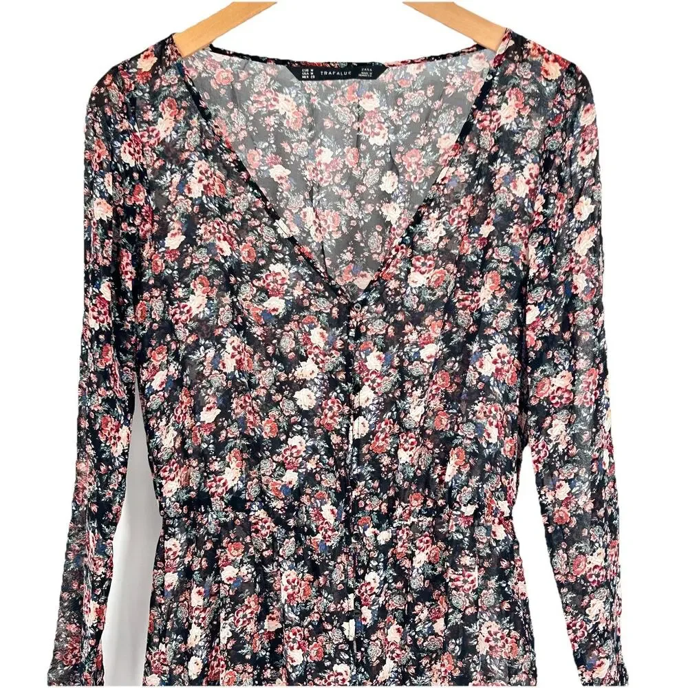 Zara Archive Moody Floral Front Slit Maxi Medium - Picture 10 of 12